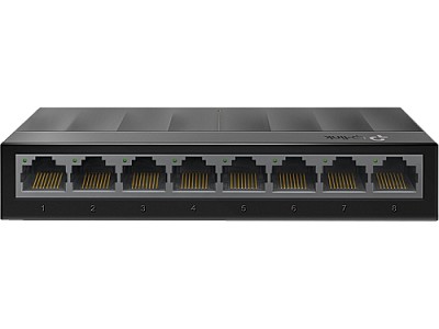 TP-LINK LS1008G  8-Port Gigabit Desktop Switch, 5 10/100/1000Mbps RJ45 ports, plastic case, Green Technology