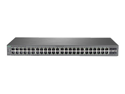 HPE 1820 48G Switch, 48-port RJ-45 10/100/1000 ports, Layer 2 switching, 4-SFP 100/1000 Mbps ports, VLANs, IGMP Snooping, link aggregation trunking, D