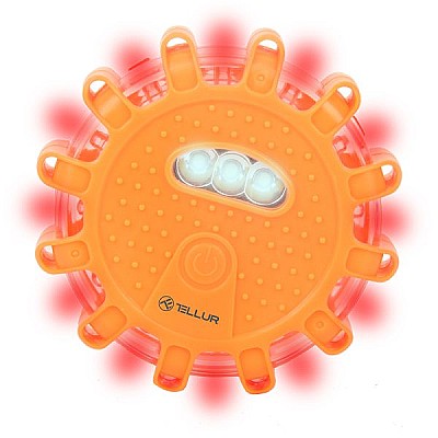 Image SemnalizatorAuto de urgenta si lanterna LED Tellur Basic, 3 x AAA, magnetic, portocaliu