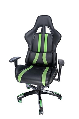 Image Gaming chair SPACER  SPCH-TRINITY-GRN  Black-Green, Synthetic PU,120 kg max., Adjustable Back Angle 90°- 135°, Armrests ajustable, Pillow-2