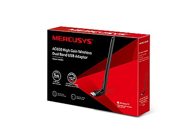 Image MERCUSYS MU6H AC650 High Gain Wireless Dual Band USB Adapter,SPEED: 200 Mbps at 2.4 GHz + 433 Mbps at 5 GHz,SPEC: 1× High Gain External Antenna, USB 2