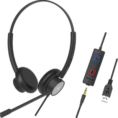 Image Casti cu fir call center Tellur Voice 420 ,binaural ,USB Jack 3.5mm , negru TLL411006