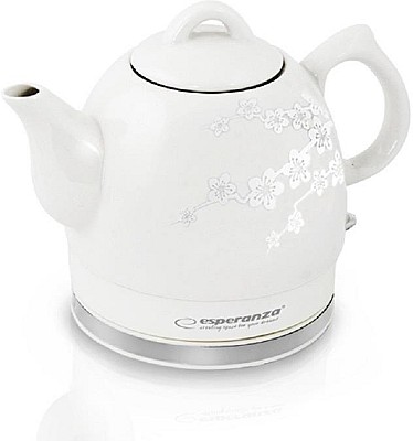 Image Kettle Esperanza ALAMERE EKK010W Ceramic White, 1350W, 1,2l, concealed heating element, 360° swivel base, auto shut-off after boiling