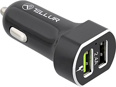 USB Car Charger - Tellur FCC6, 2xUSB (QC 3.0 + 1.5A), Black TLL151191