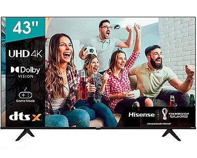 Image 43" LED TV Hisense 43A6G, Black, (3840x2160 UHD, MR 120Hz, SMART TV (Android TV OS), 3 x HDMI2.0, 2 x USB, Dolby Vision HDR & HDR10, Wi-Fi (2.4GHz+5GH