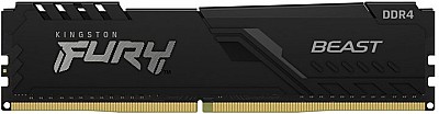 Image 16GB DDR4-3200  Kingston FURY Beast DDR4, PC25600, CL16, 1.35V, Auto-overclocking, Asymmetric BLACK heat spreader, Intel XMP Ready  KF432C16BB/16
