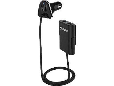 USB Car Charger - Tellur, 4xUSB (QC 2.4A), Cable length 1.8m, Black  TLL151141