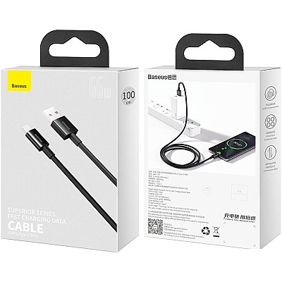 Image Cable USB - Type-C, 66W, 1m, Baseus Superior Black  CATYS-01