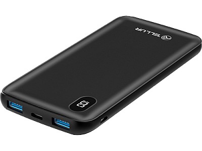 10000mAh Powerbank - Tellur PD100 Display, Output 18W: 1xType-C PD3.0, 2xUSB QC3.0, Input: 1x Type-C, 1x micro-USB, 230g, Black  TLL158231