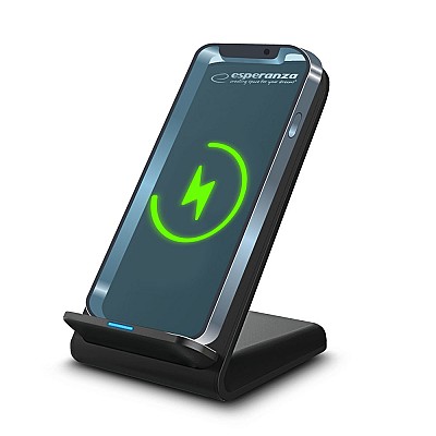 Image Phone Stand with Wireless Charger Esperanza PHOTON EZC101, output power: 5W/7.5W/10W/15W, Power socket: USB TYPE-C, includes a USB TYPE-C/USB A cable