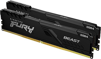 Image 32GB (Kit of 2*16GB) DDR4-3200  Kingston FURY Beast DDR4, PC25600, CL16, 1.35V, Auto-overclocking, Asymmetric BLACK low-profile heat spreader, Intel X