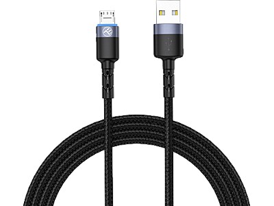 Cable USB - Micro USB, cu LED, Nylon, 1.2m, Tellur Black  TLL155353